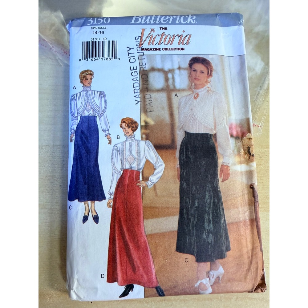 UNCUT Butterick 3150 VTG Sewing Pattern 14-16 Multi Good Blouse Skirt Victorian